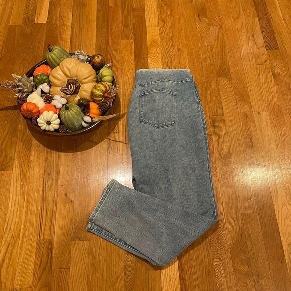 Soft Surroundings Pull On Skinny Light Wash Jeans Snap Buttons 1X - NWOT - Picture 1 of 6
